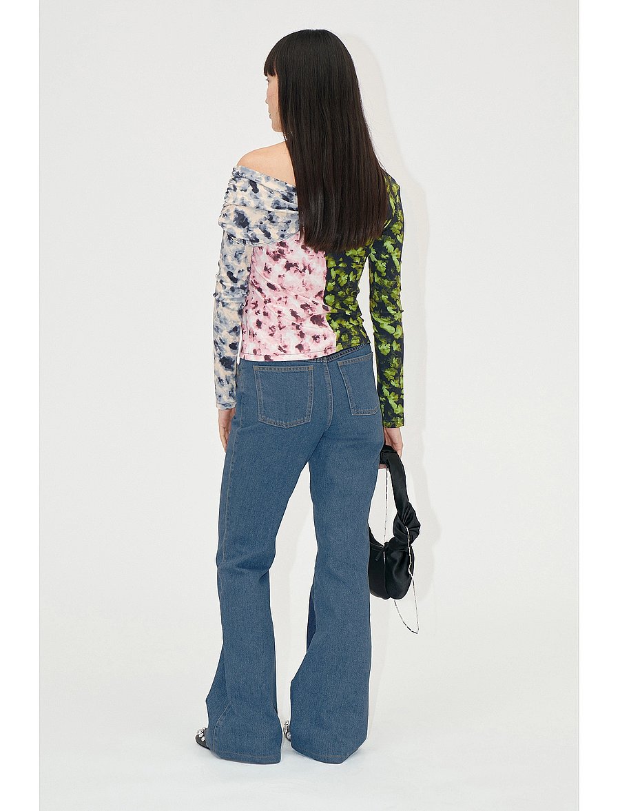 STINE GOYA - One Shoulder Long Sleeve Top, 2254 - langærmede bluser - dizzy foliage - 3