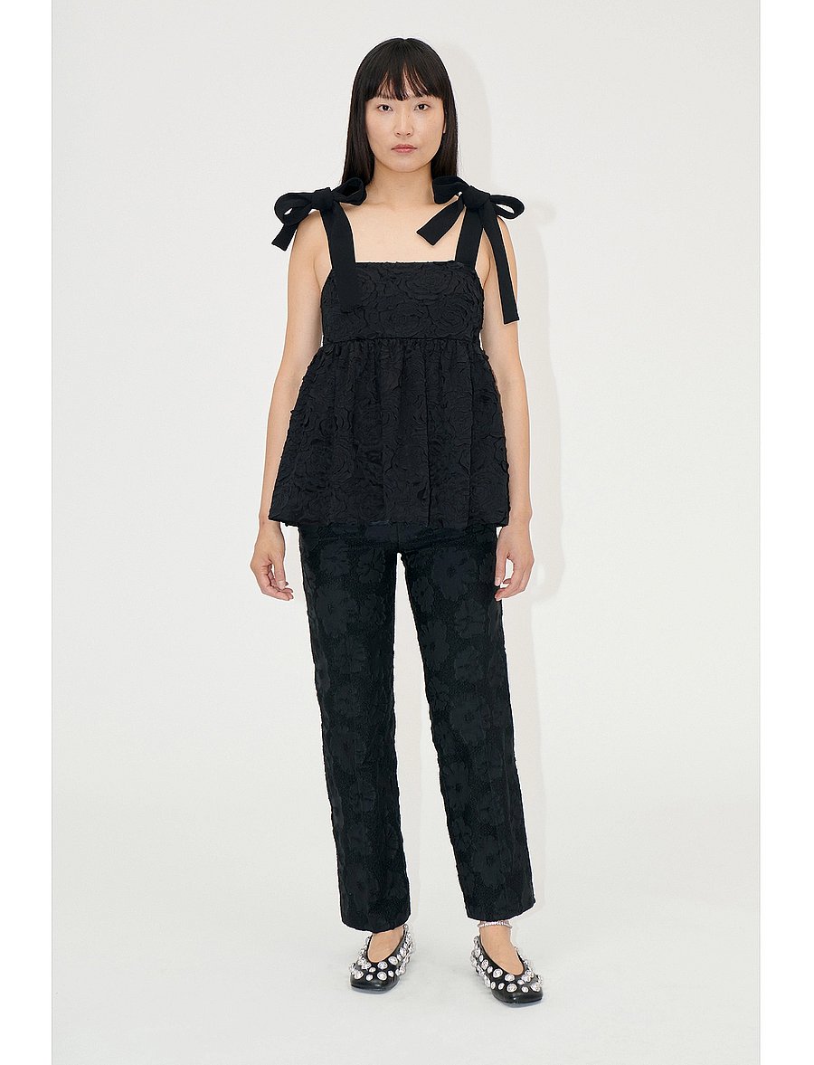 STINE GOYA - Contrasted Tie Top, 2320 Fil Coupé - Ärmlösa blusar - jet black - 0