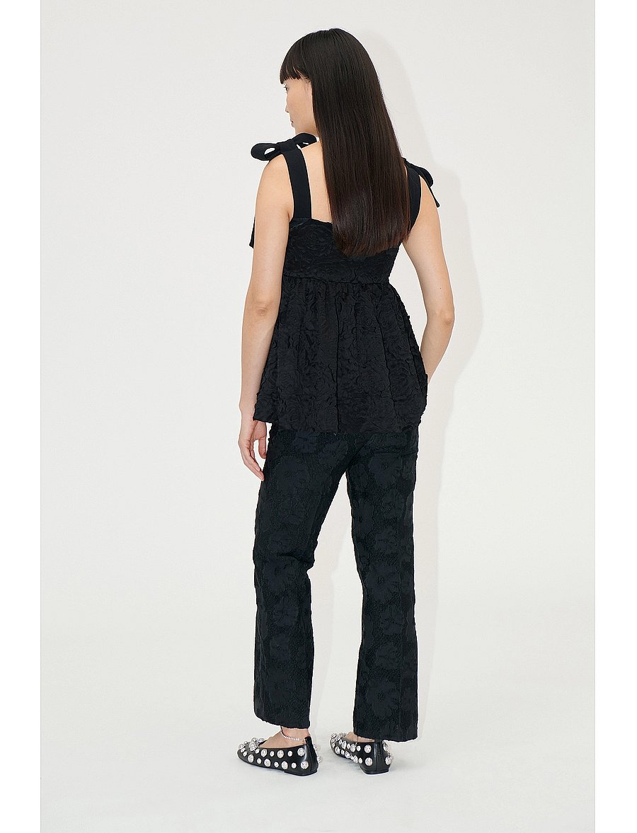 STINE GOYA - Contrasted Tie Top, 2320 Fil Coupé - Ärmlösa blusar - jet black - 3
