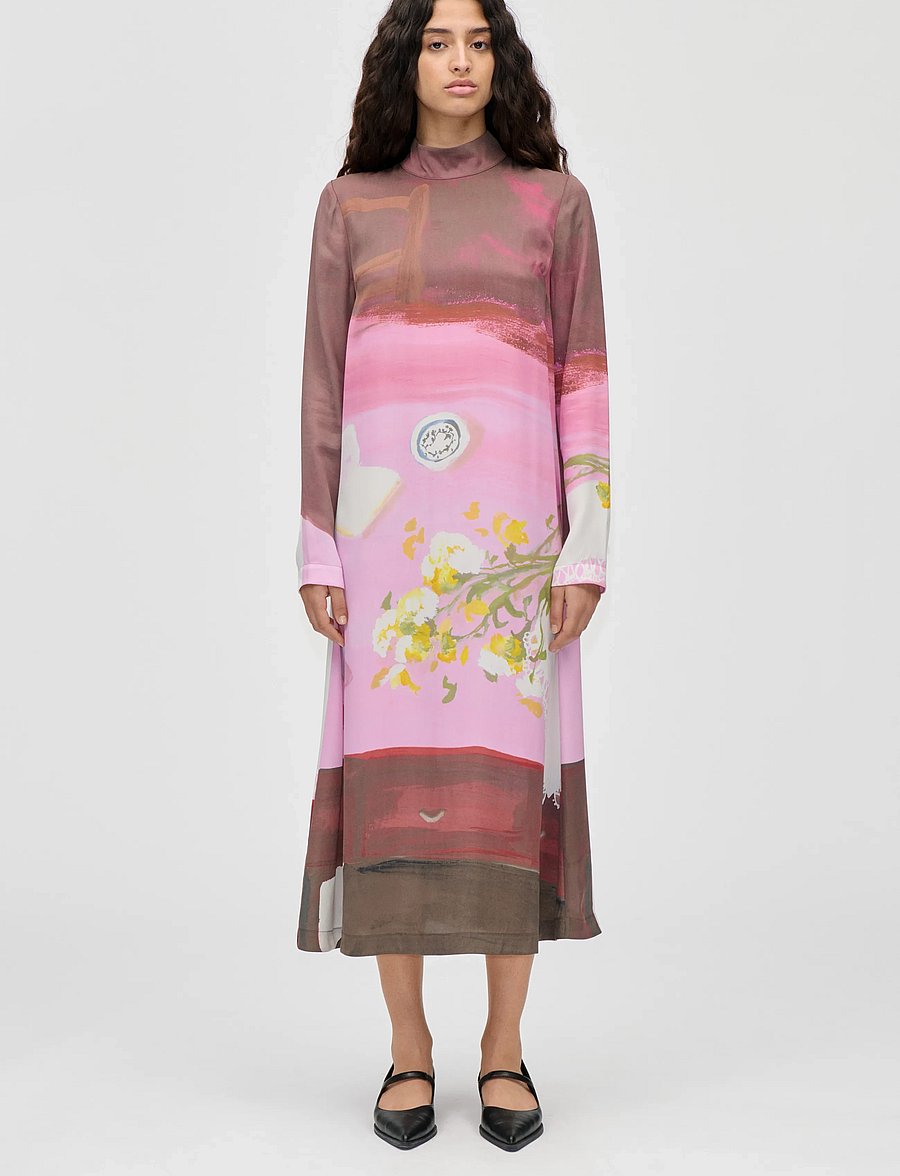 STINE GOYA - Dry Viscose, Long Sleeve Midi Dress - five resolutions - 0