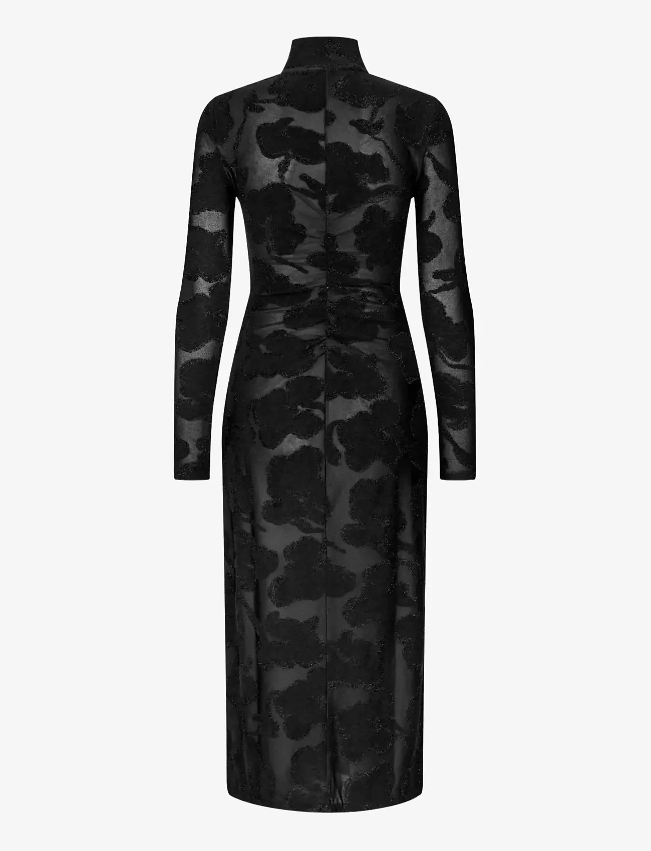 STINE GOYA - Lurex Jersey, Long Sleeve Zip Dress - Õhtukleidid - black petunias - 2