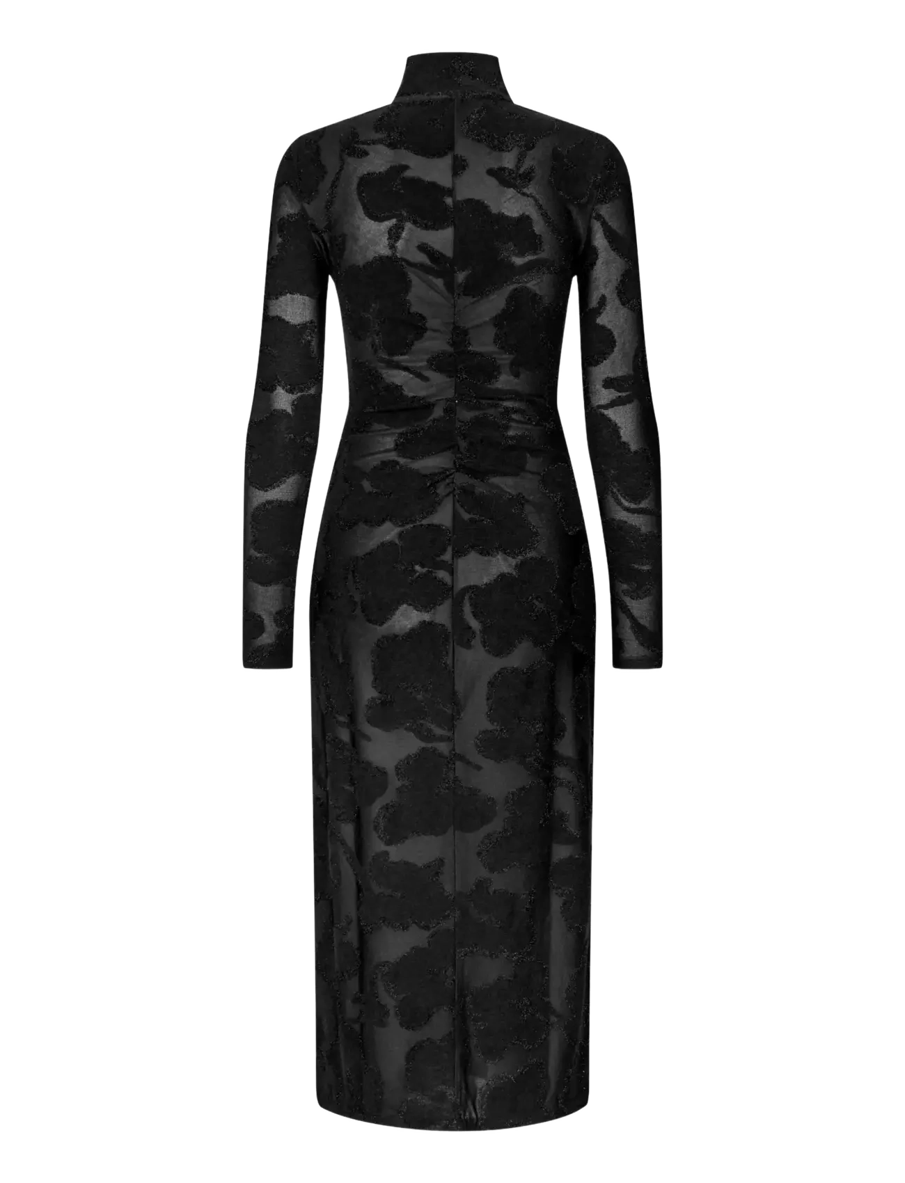 STINE GOYA - Lurex Jersey, Long Sleeve Zip Dress - vakarkleitas - black petunias - 2