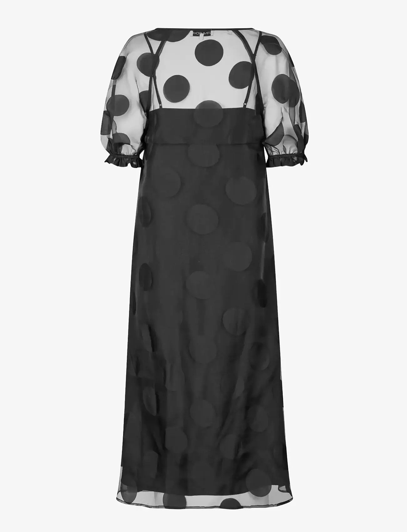 STINE GOYA - Dotted Organza, Puff Sleeve Long Dress - vidutinio ilgio suknelės - dotted black - 2