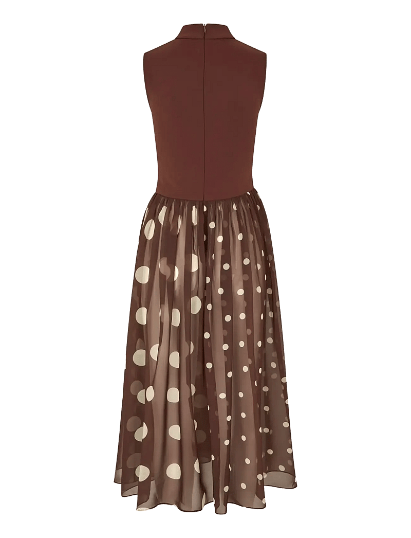 STINE GOYA - Jersey / Georgette Combo, Asymmetrical Draped Dress - midi-kleider - artist blurry dots - 2