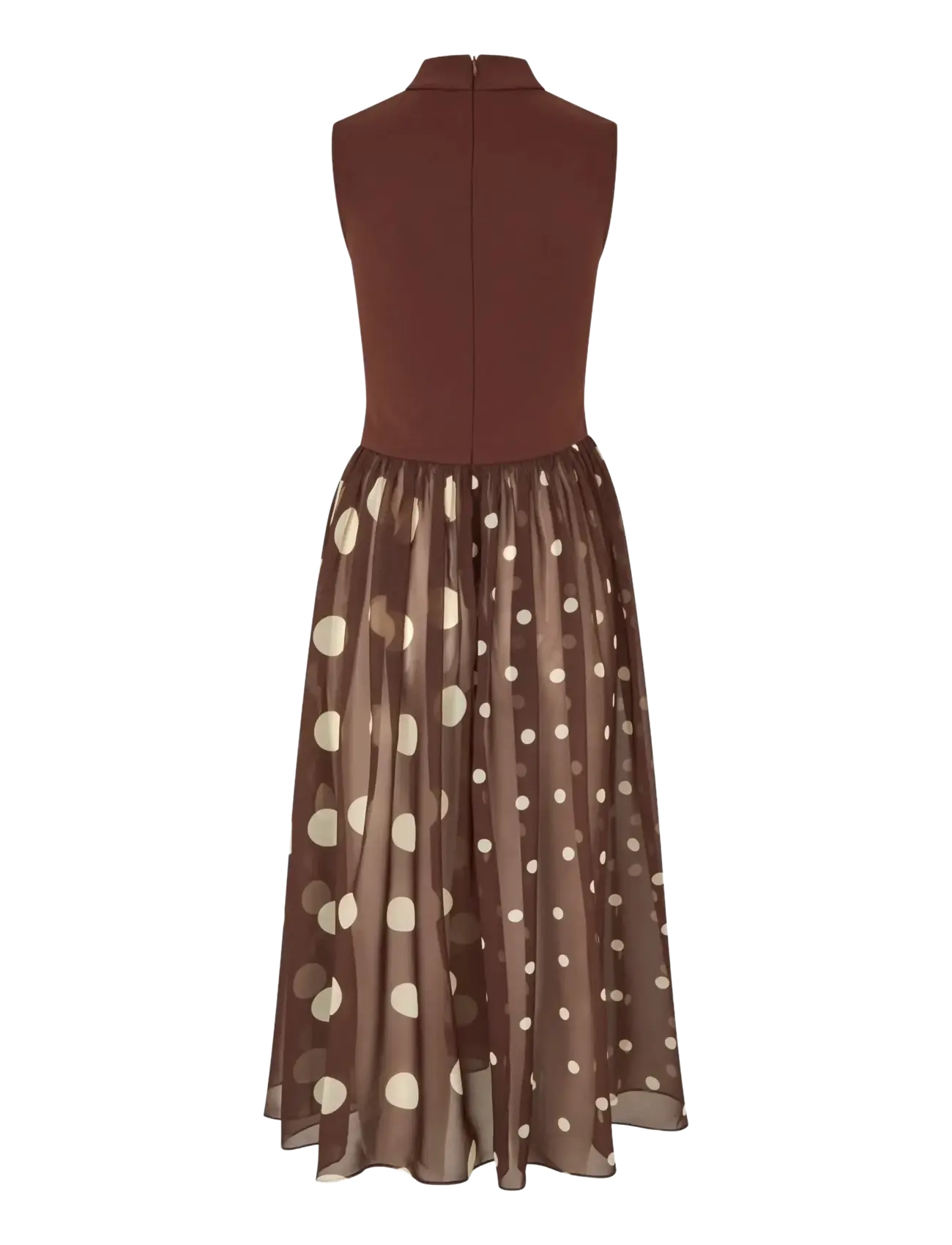 STINE GOYA - Jersey / Georgette Combo, Asymmetrical Draped Dress - peokleidid - artist blurry dots - 2