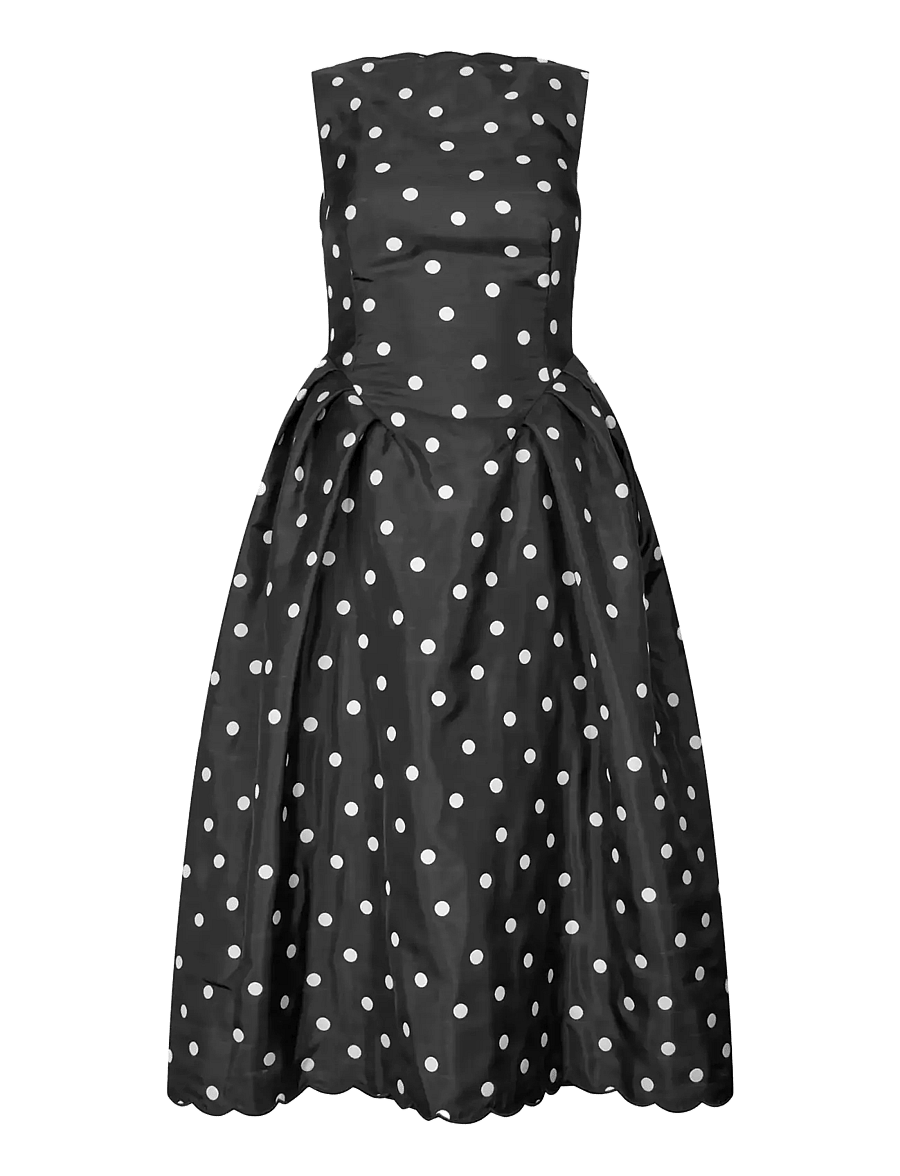 STINE GOYA - Quilted Dots, Voluminous Midi Dress - cocktailkjoler - quilted dots - 1