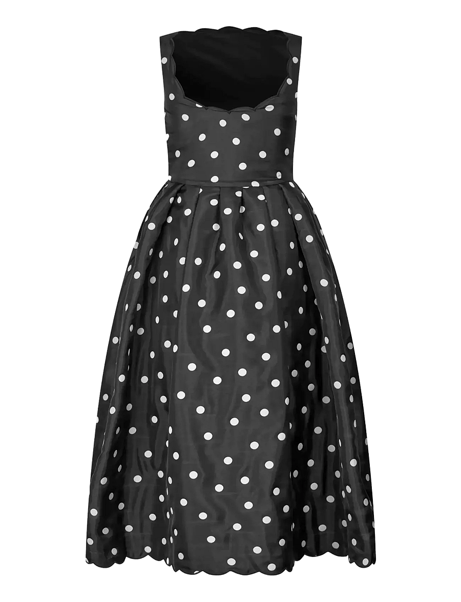 STINE GOYA - Quilted Dots, Voluminous Midi Dress - cocktailkjoler - quilted dots - 2