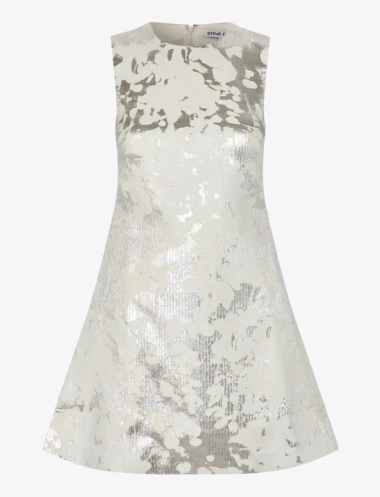 STINE GOYA - Metallic Woven jacquard, Kick Pleat Mini Dress - suknelės su žvyneliais - lurex garden - 1