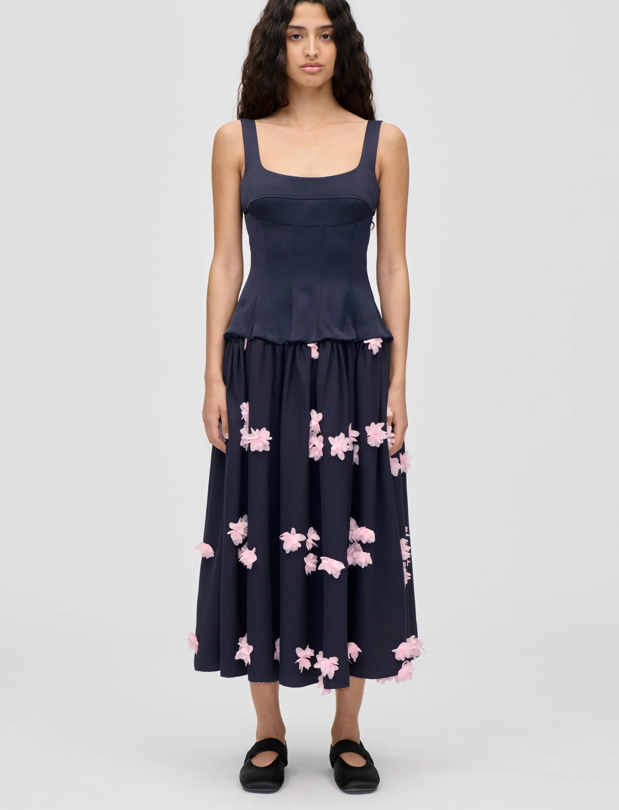 STINE GOYA Double Sided Crepe, Corset Long Dress, XS, Dresses, Marineblau - Knee-length & Midi, Frauen