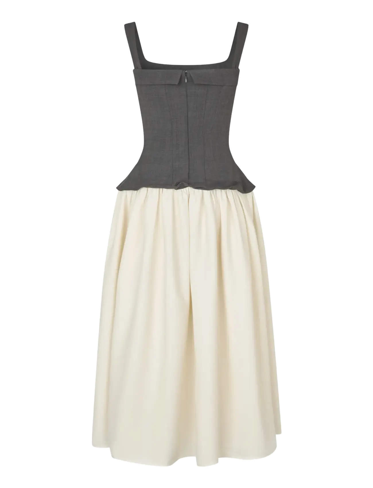 STINE GOYA - Textured Tailoring, Corset Long Dress - sommarklänningar - melange grey / cream - 2