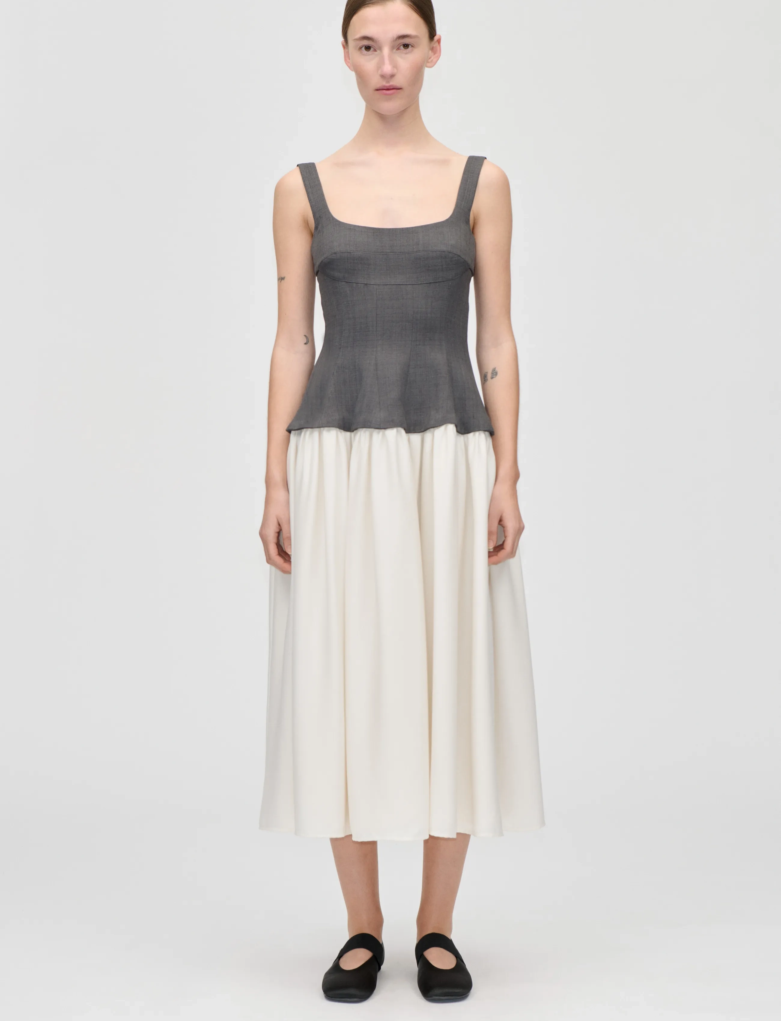 STINE GOYA Textured Tailoring, Corset Long Dress, XL, Dresses, Grau - Knee-length & Midi, Frauen