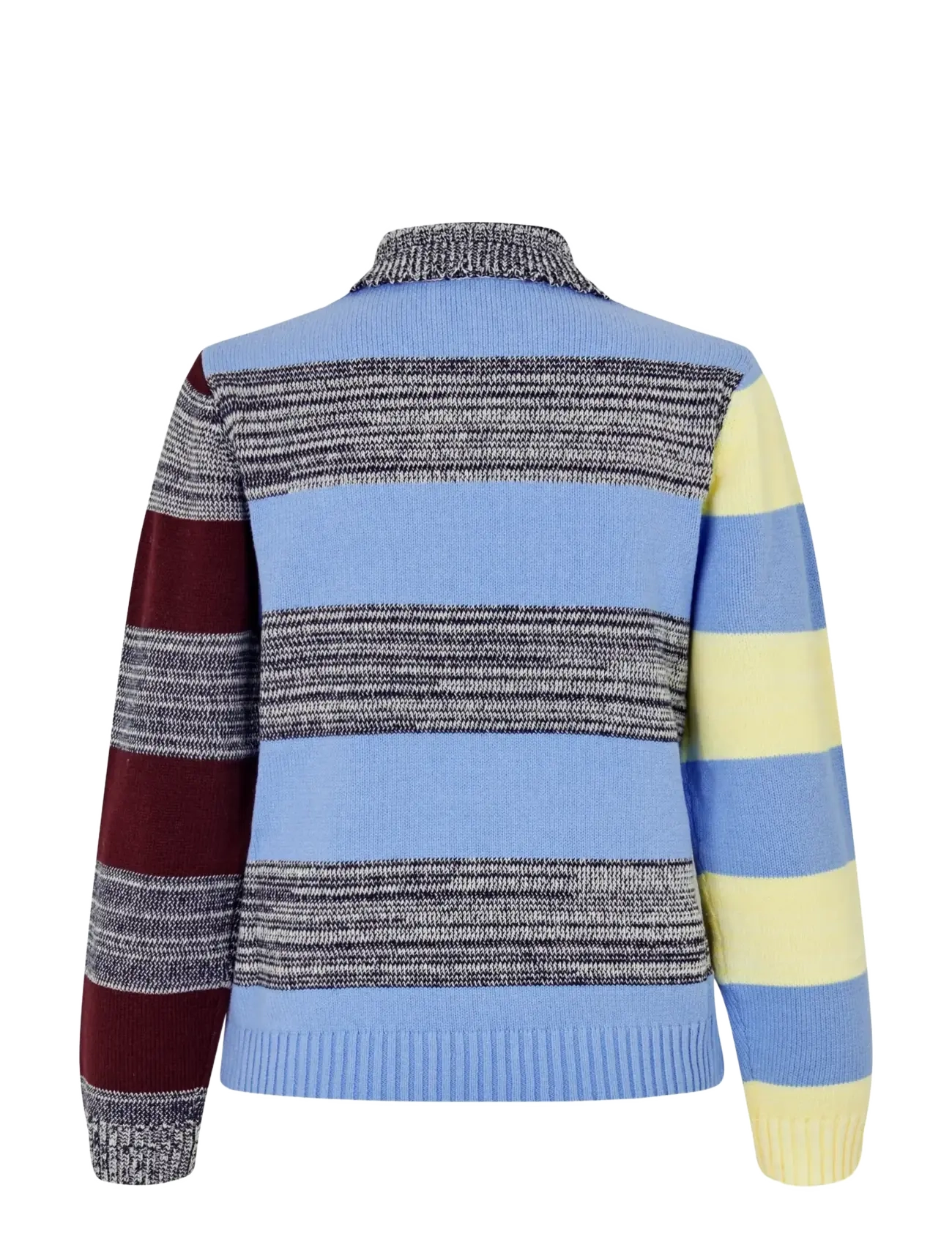 STINE GOYA - Cotton Mix / Crochet Cotton, Mix Stripe Polo Collar Sweater - trøjer - multistripes blue mix - 2