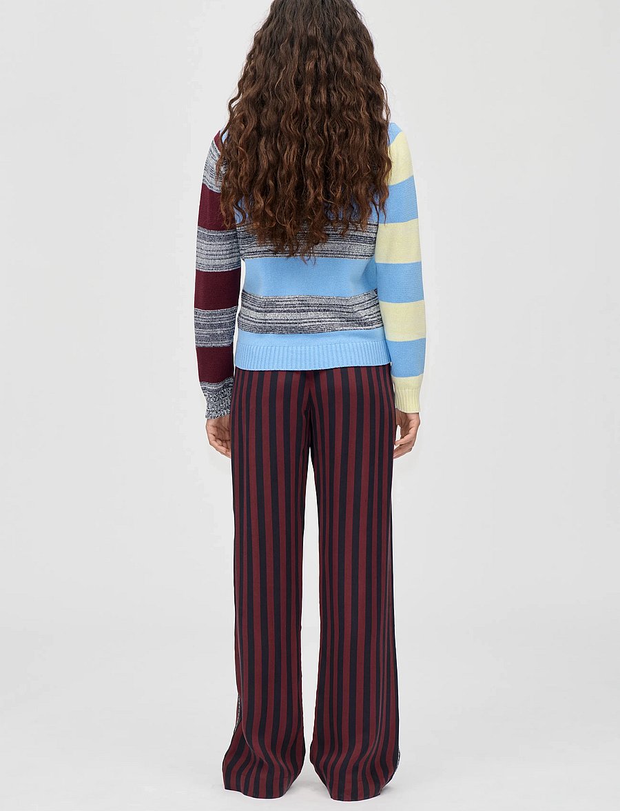 STINE GOYA - Cotton Mix / Crochet Cotton, Mix Stripe Polo Collar Sweater - trøjer - multistripes blue mix - 3