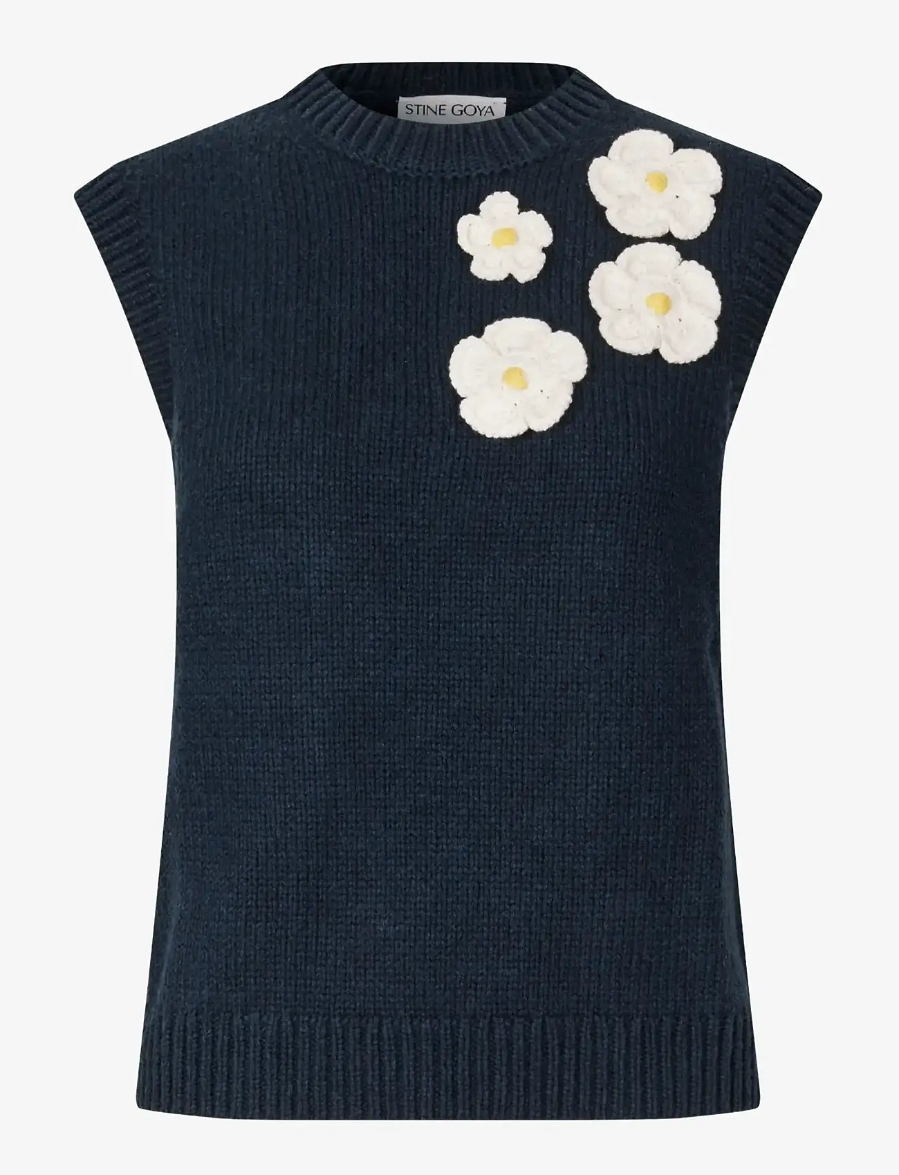 STINE GOYA - 2468 Cotton Wool Yarn, Crewneck Dro - tröjor - navy - 1