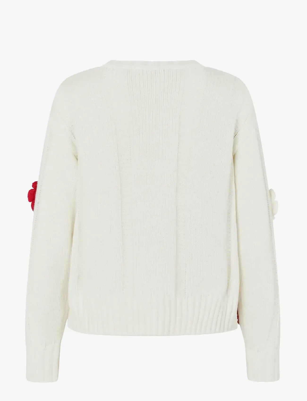 STINE GOYA - Cotton Wool Yarn, Crewneck Cable Cardigan - white - 2