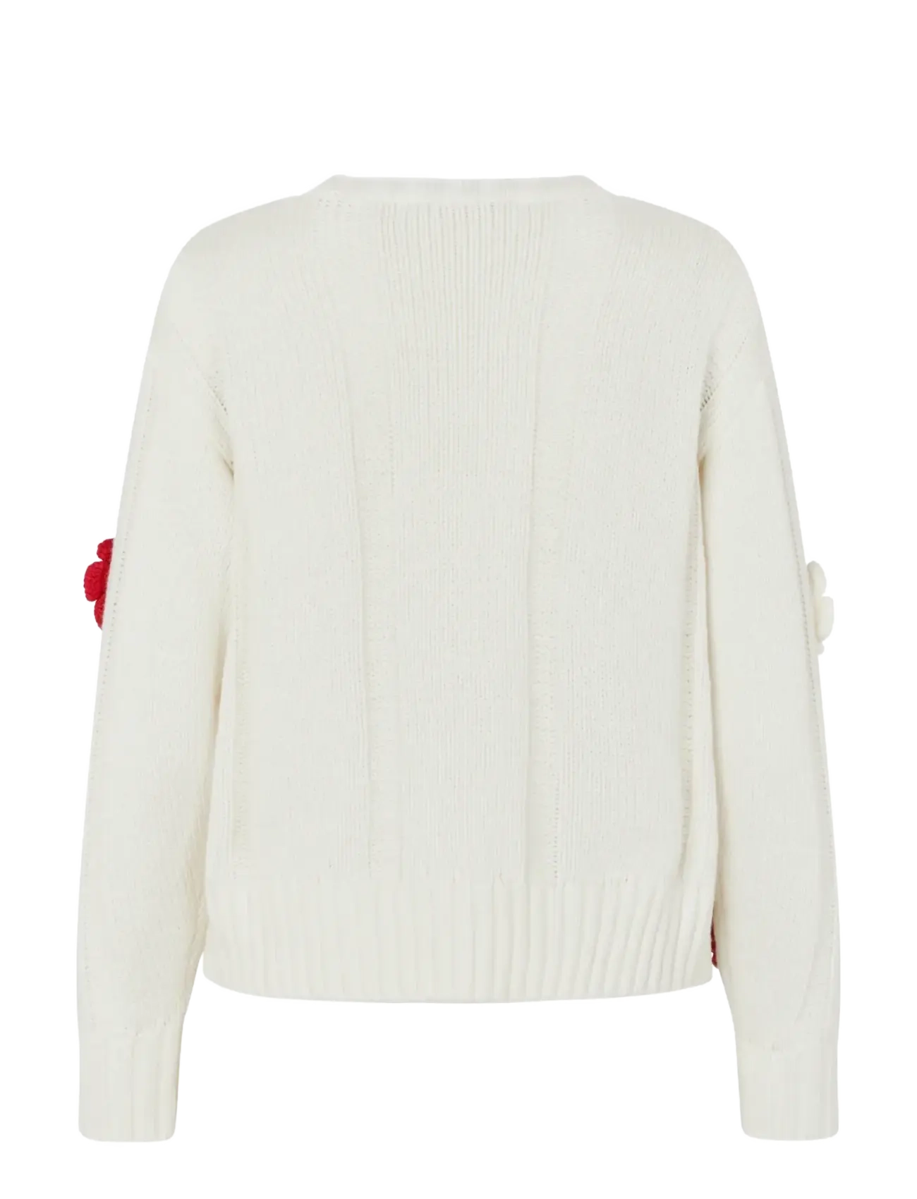 STINE GOYA - Cotton Wool Yarn, Crewneck Cable Cardigan - white - 2