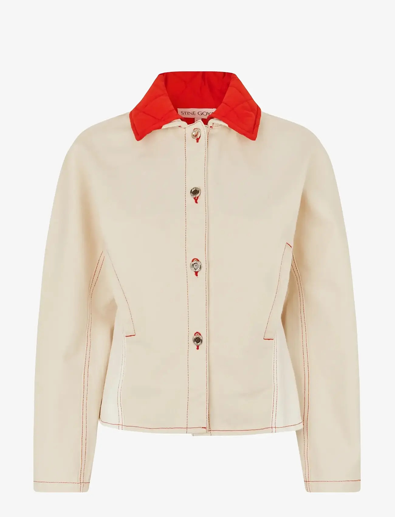 STINE GOYA - 2453 Double Rinse Denim, Peplum Col - jeansjackor - natural / contrast red - 1