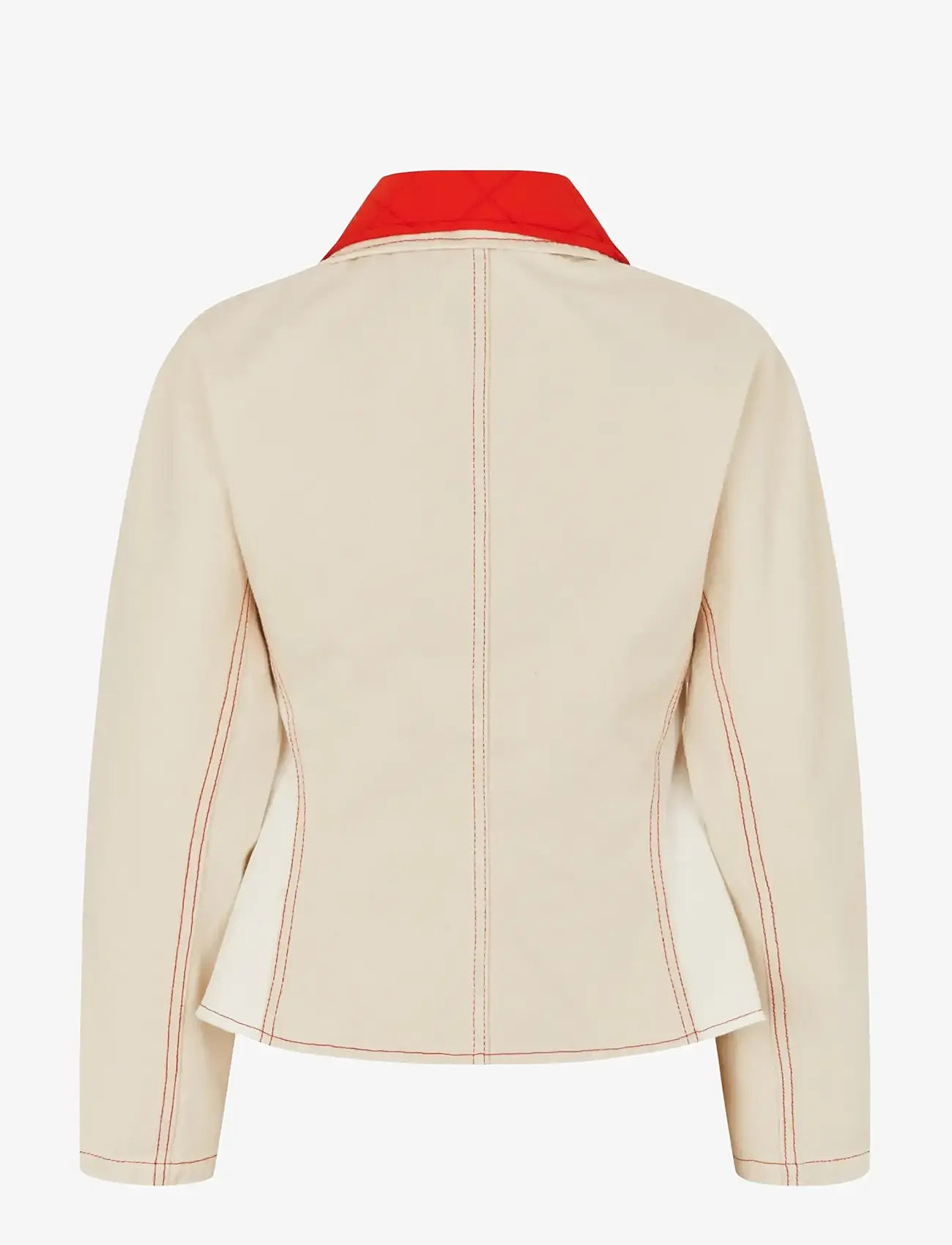 STINE GOYA - 2453 Double Rinse Denim, Peplum Col - jeansjackor - natural / contrast red - 2