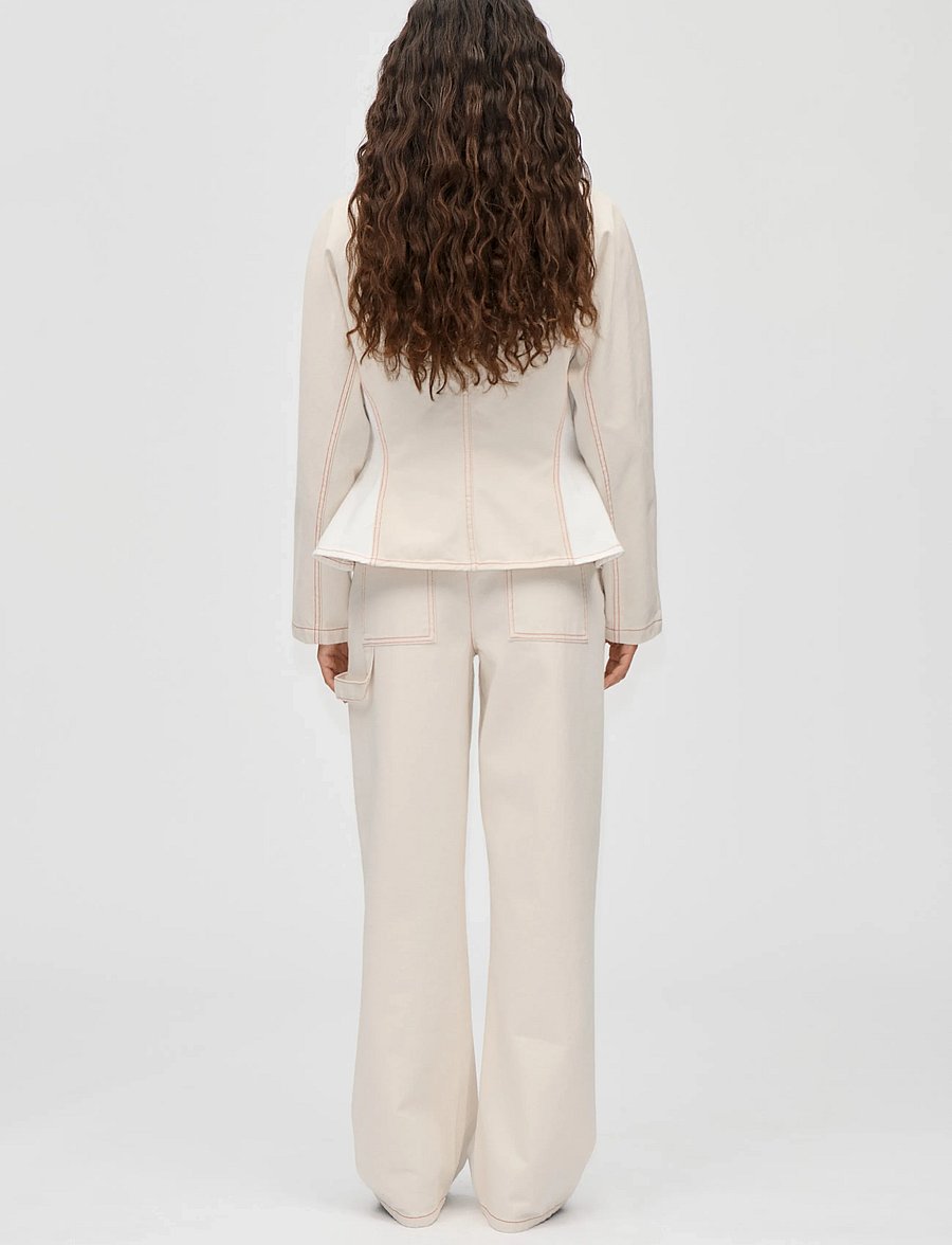 STINE GOYA - Double Rinse Denim, Peplum Collar Jacket - teksatagid - natural / contrast red - 3