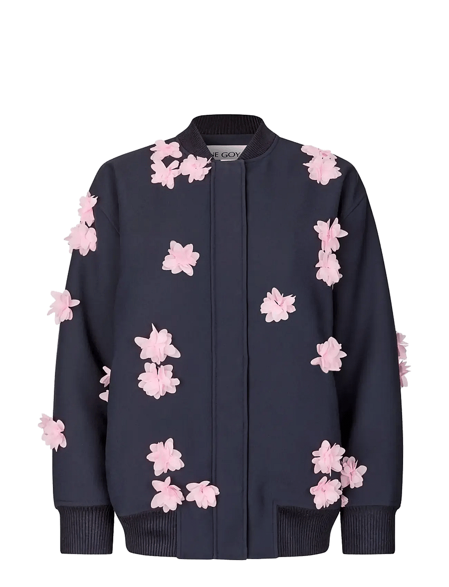 STINE GOYA - Double Sided Crepe, Floral Bomber Jacket - bomber jakker - pink petunia - 1