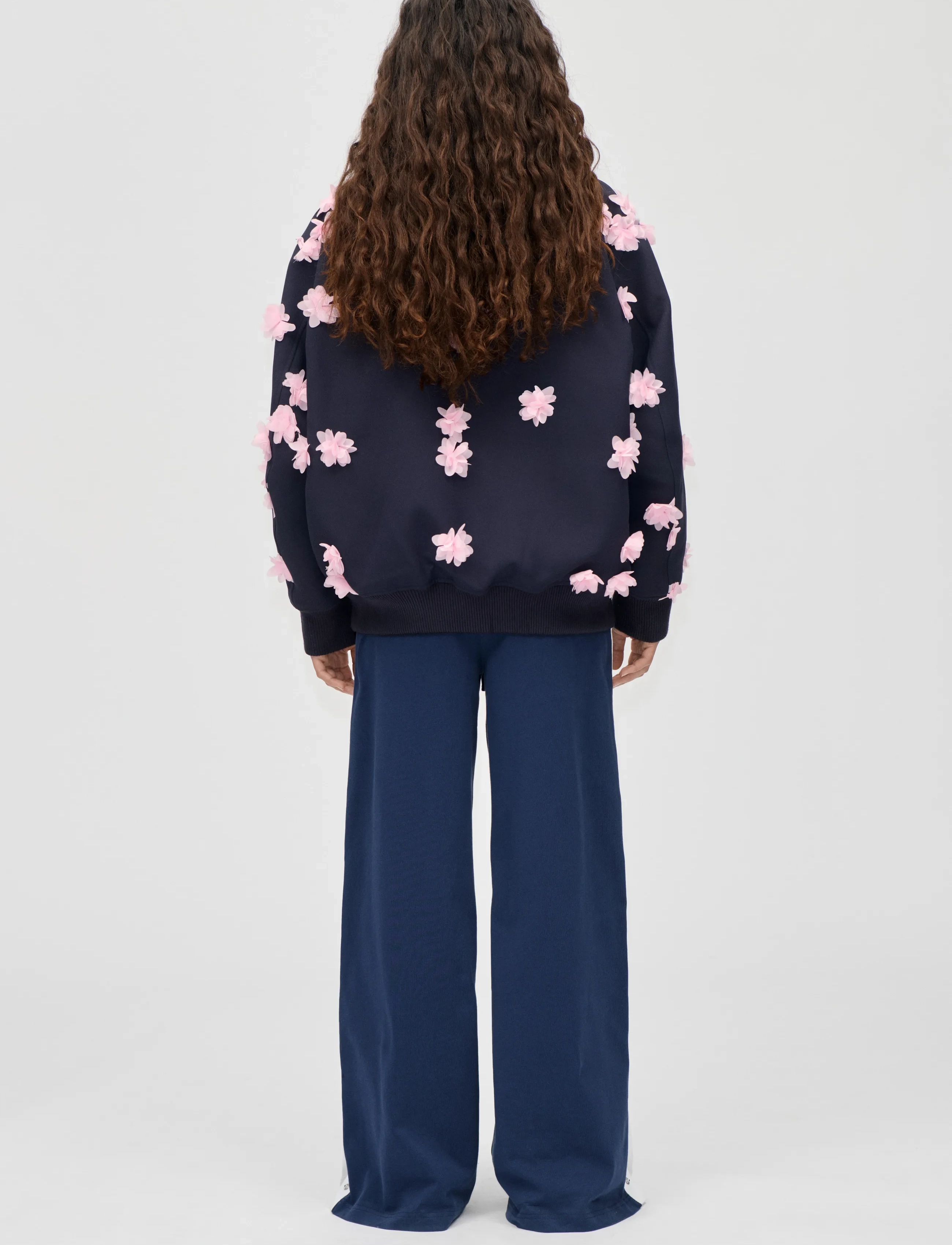 Double Sided Crepe, Floral Bomber Jacket 2