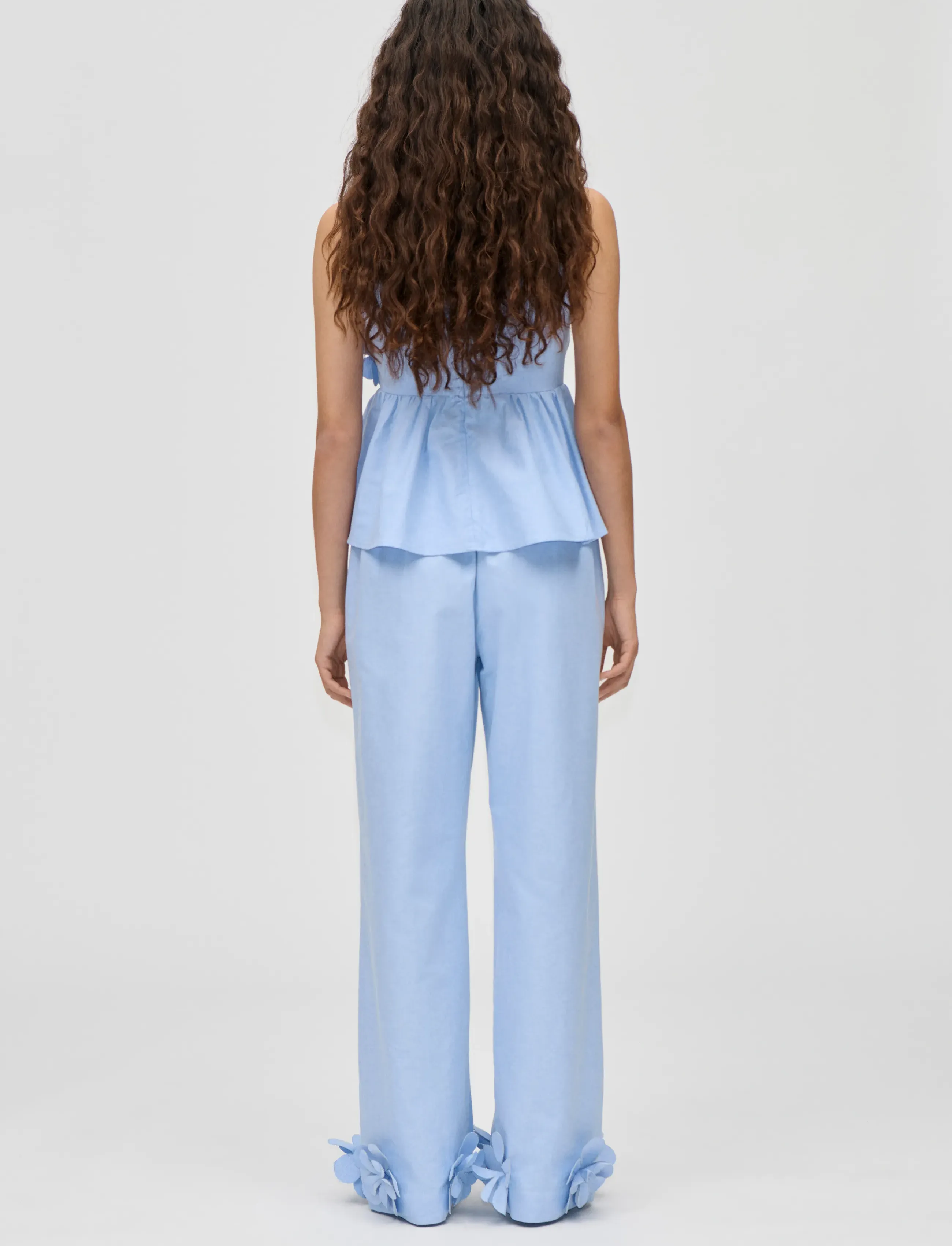 STINE GOYA - Floral Shirting, Floral Elasticated Long Pants - brunnera blue - 3