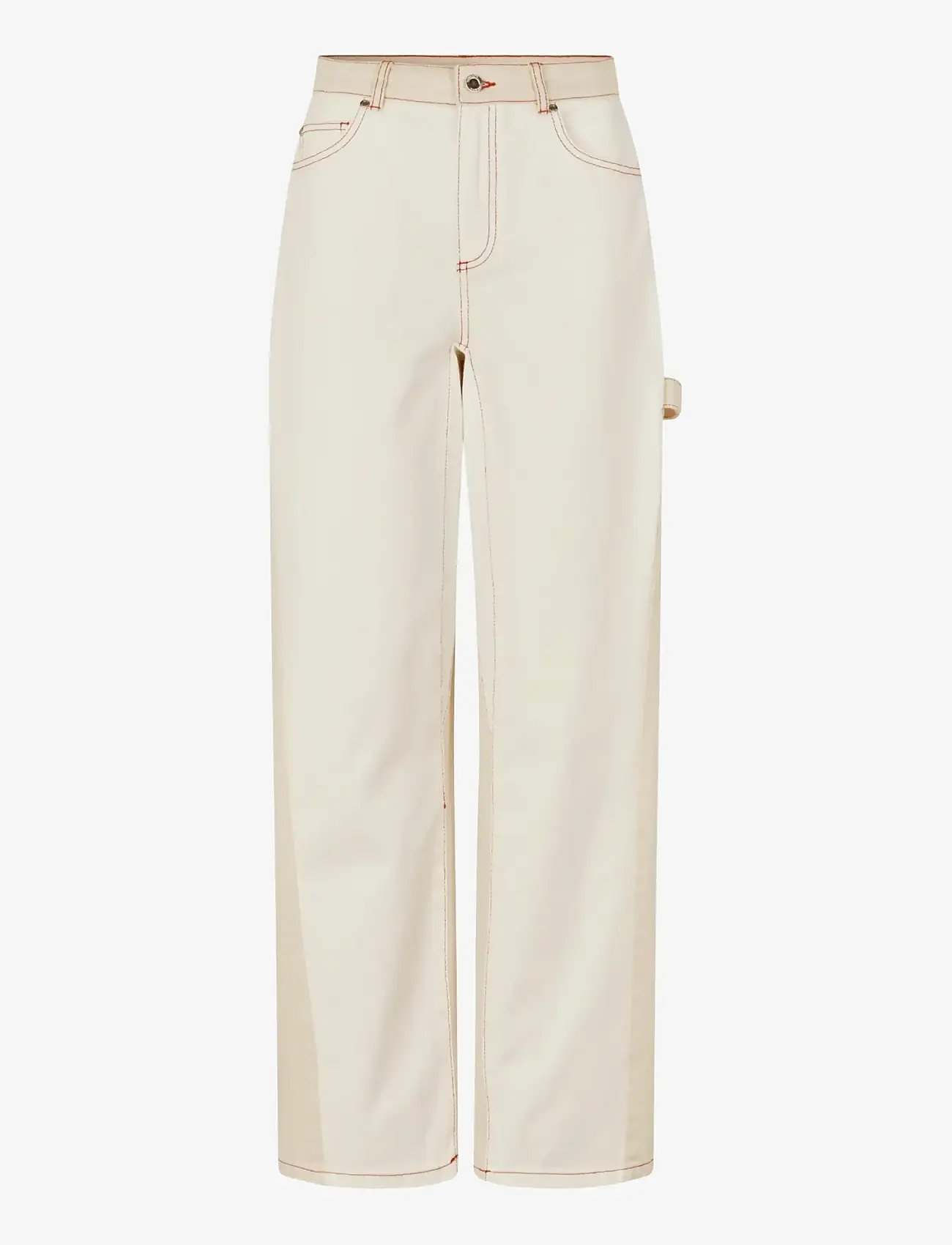 STINE GOYA - 2453 Double Rinse Denim, Twist Knee - brede jeans - natural / contrast red - 1