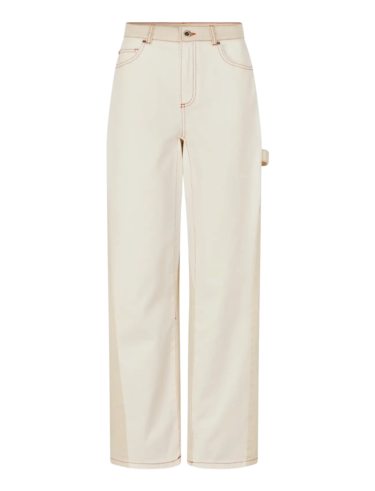 STINE GOYA Double Rinse Denim, Twist Knee Seam Denim Pant - STINE GOYA - NATURAL / CONTRAST RED / cream
