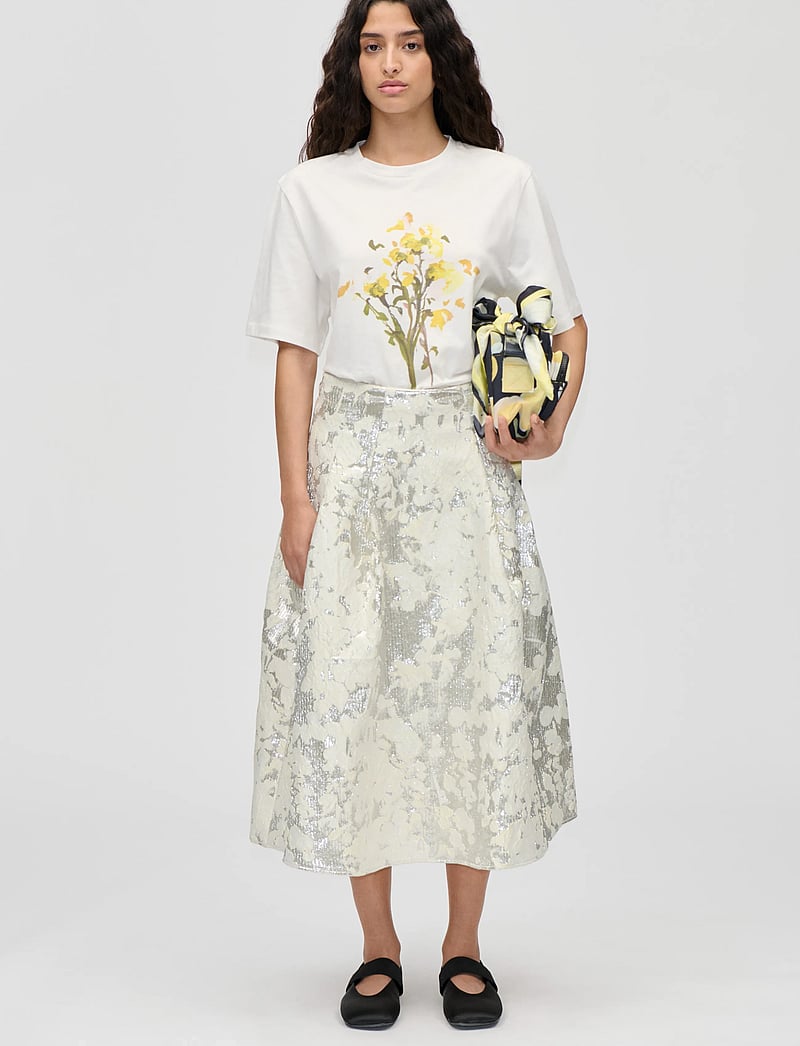 STINE GOYA - Metallic Woven jacquard, Voluminous Midi Skirt - lurex garden - 0