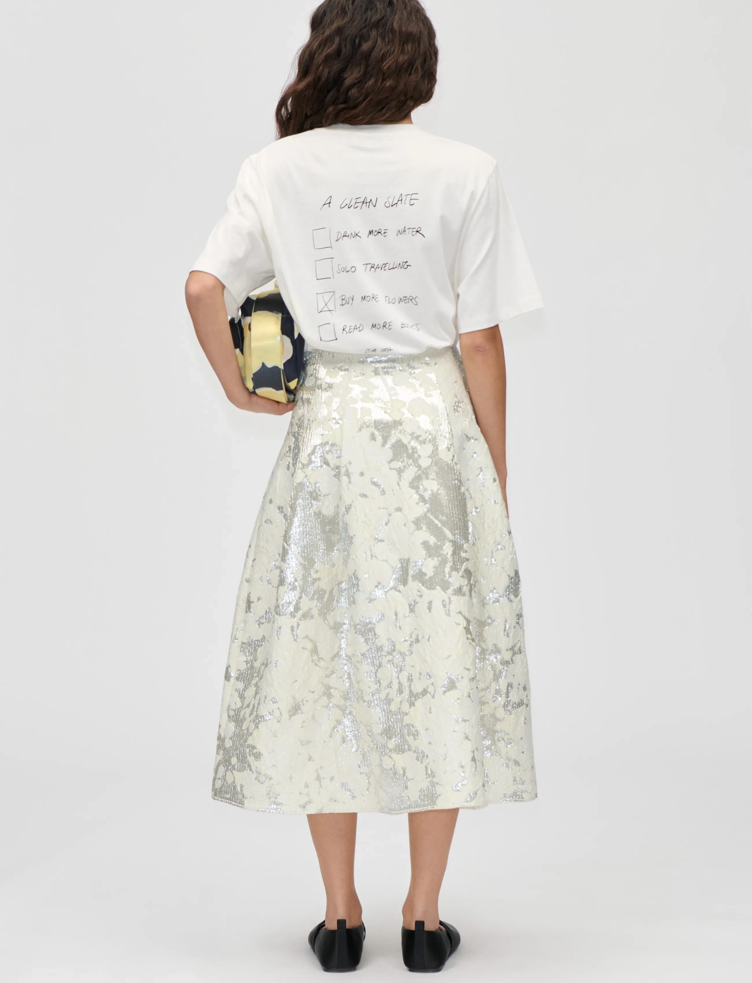 STINE GOYA - Metallic Woven jacquard, Voluminous Midi Skirt - lurex garden - 3