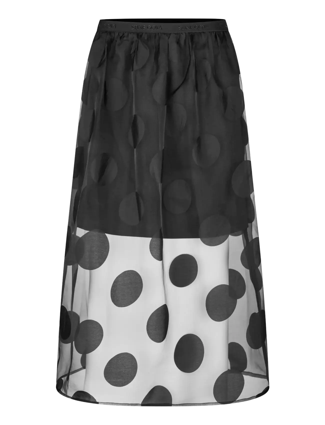 STINE GOYA Dotted Organza, Elasticated Waistband Midi Skirt - Kampagne - DOTTED BLACK / black