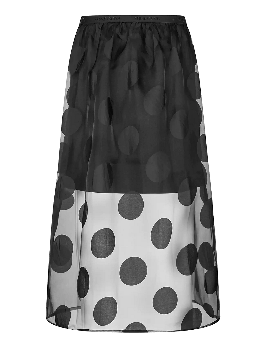 STINE GOYA - Dotted Organza, Elasticated Waistband Midi Skirt - spódnice do kolan i midi - dotted black - 2