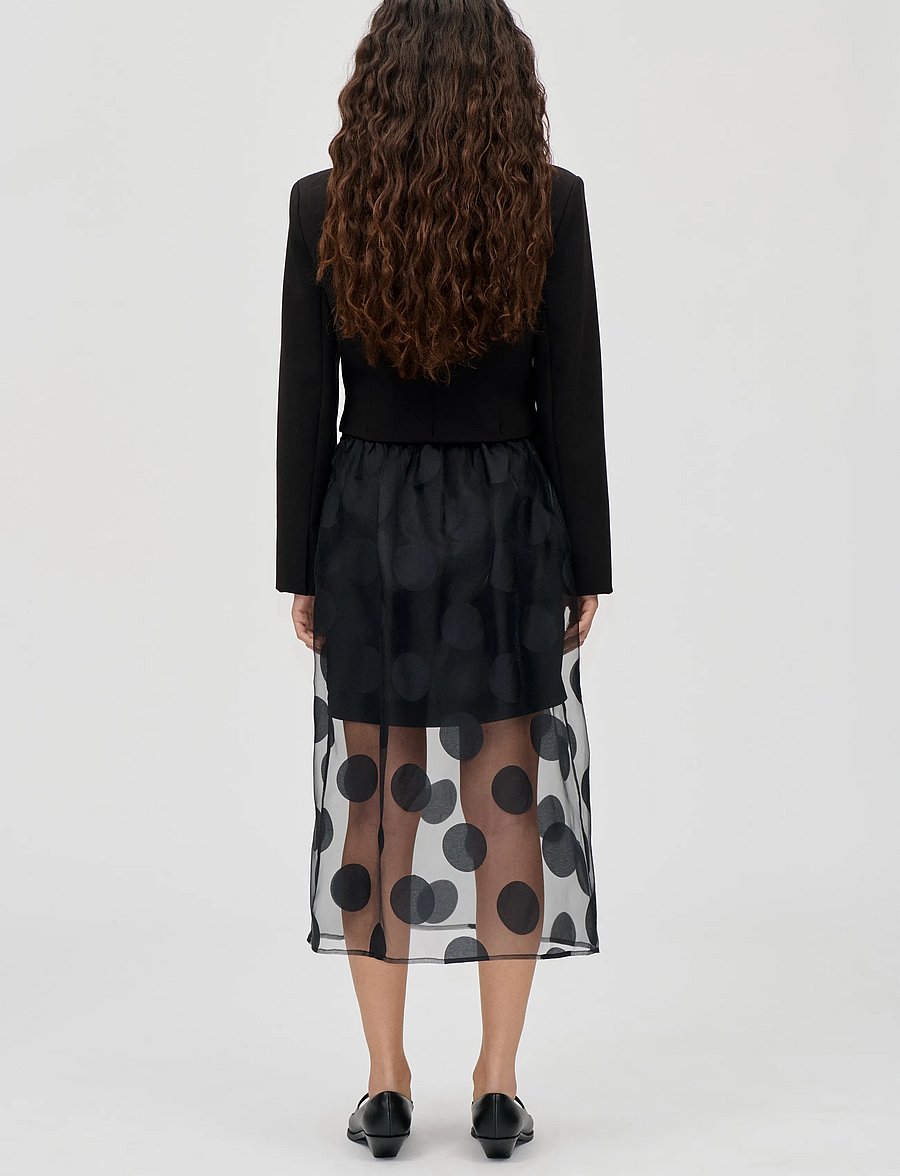 STINE GOYA - Dotted Organza, Elasticated Waistband Midi Skirt - spódnice do kolan i midi - dotted black - 3