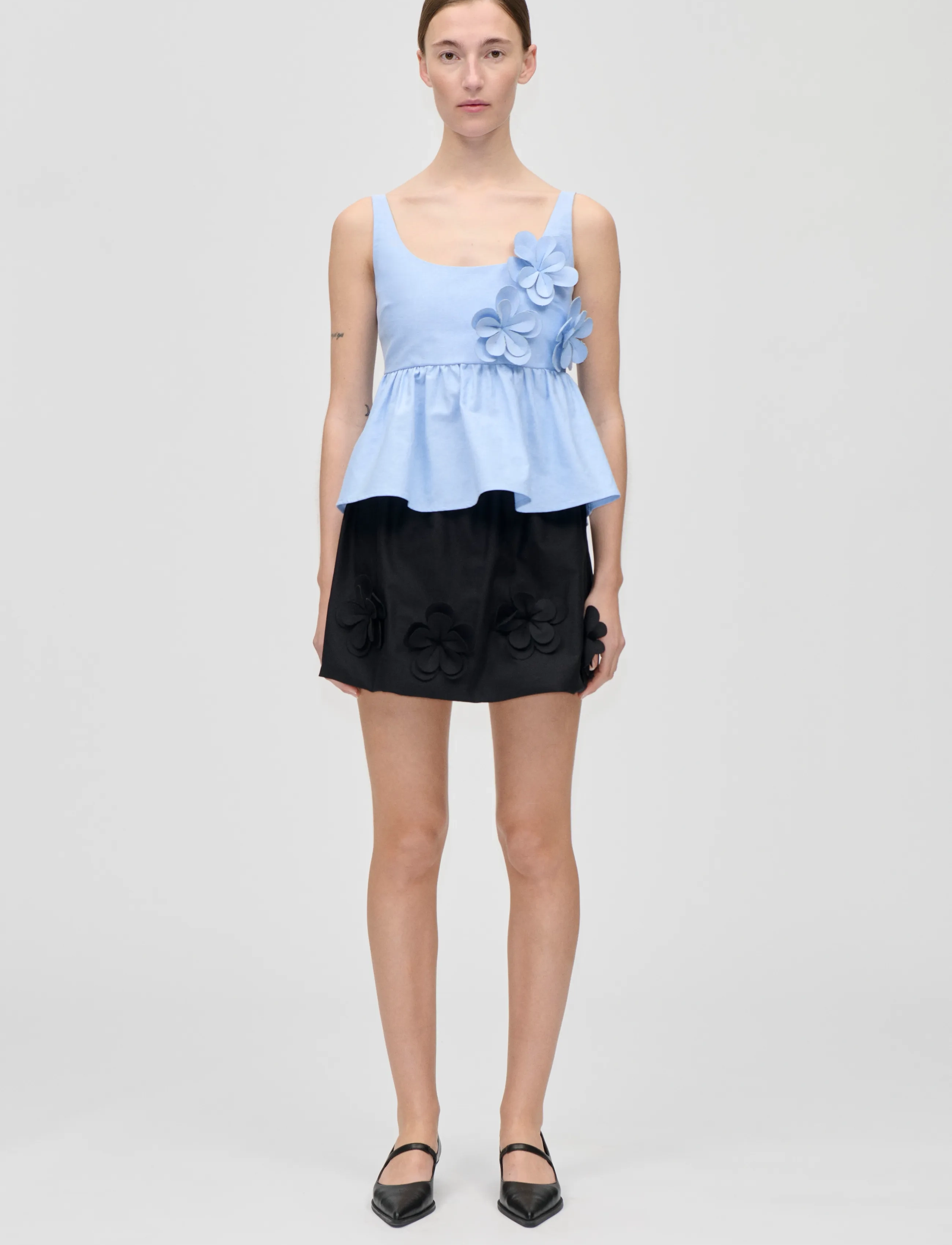 STINE GOYA Floral Shirting, Mini Skirt, L, Röcke, Schwarz - Short Frauen