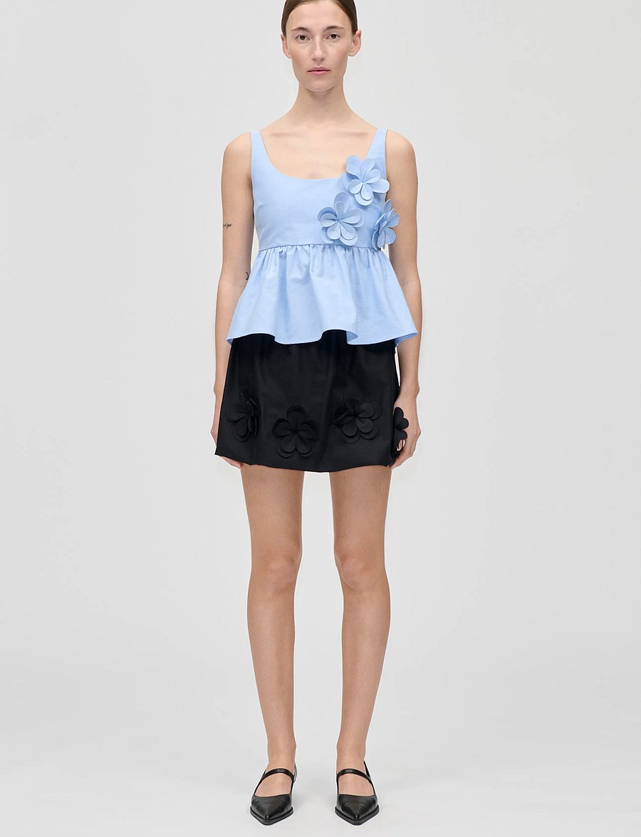 STINE GOYA - Floral Shirting, Floral Mini Skirt - miniseelikud - jet black - 0