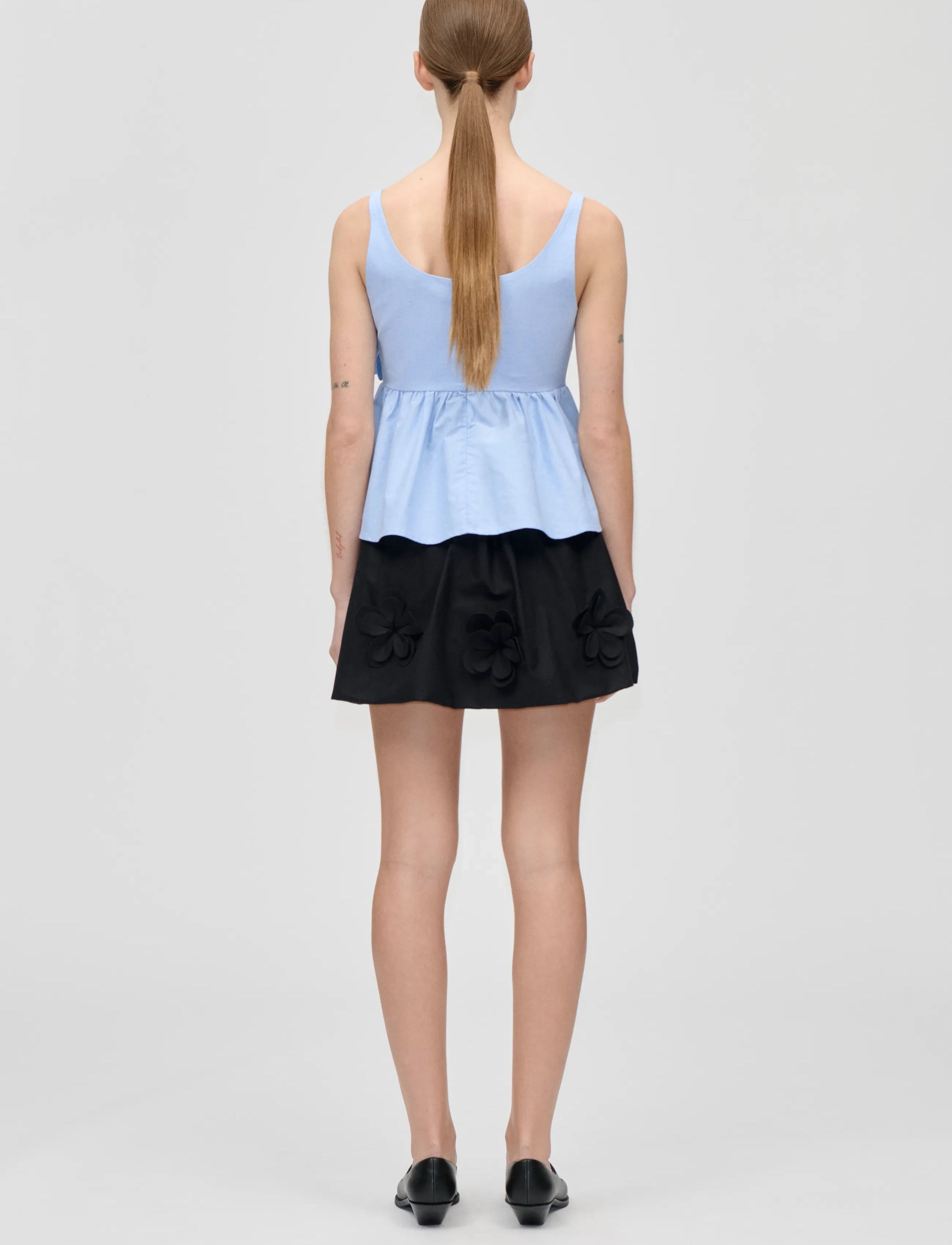STINE GOYA - Floral Shirting, Floral Mini Skirt - korte nederdele - jet black - 3