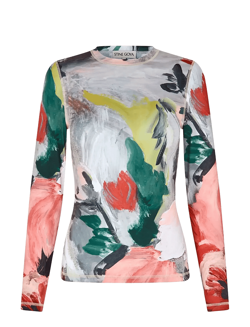STINE GOYA - Stocking Jersey, Elastic Long Sleeve Top - langærmede toppe - my garden - 1