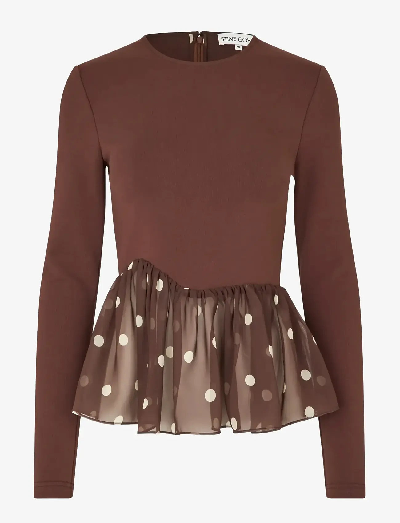 STINE GOYA - 2455 Jersey / Georgette Combo, Asym - långärmade toppar - artist blurry dots - 1