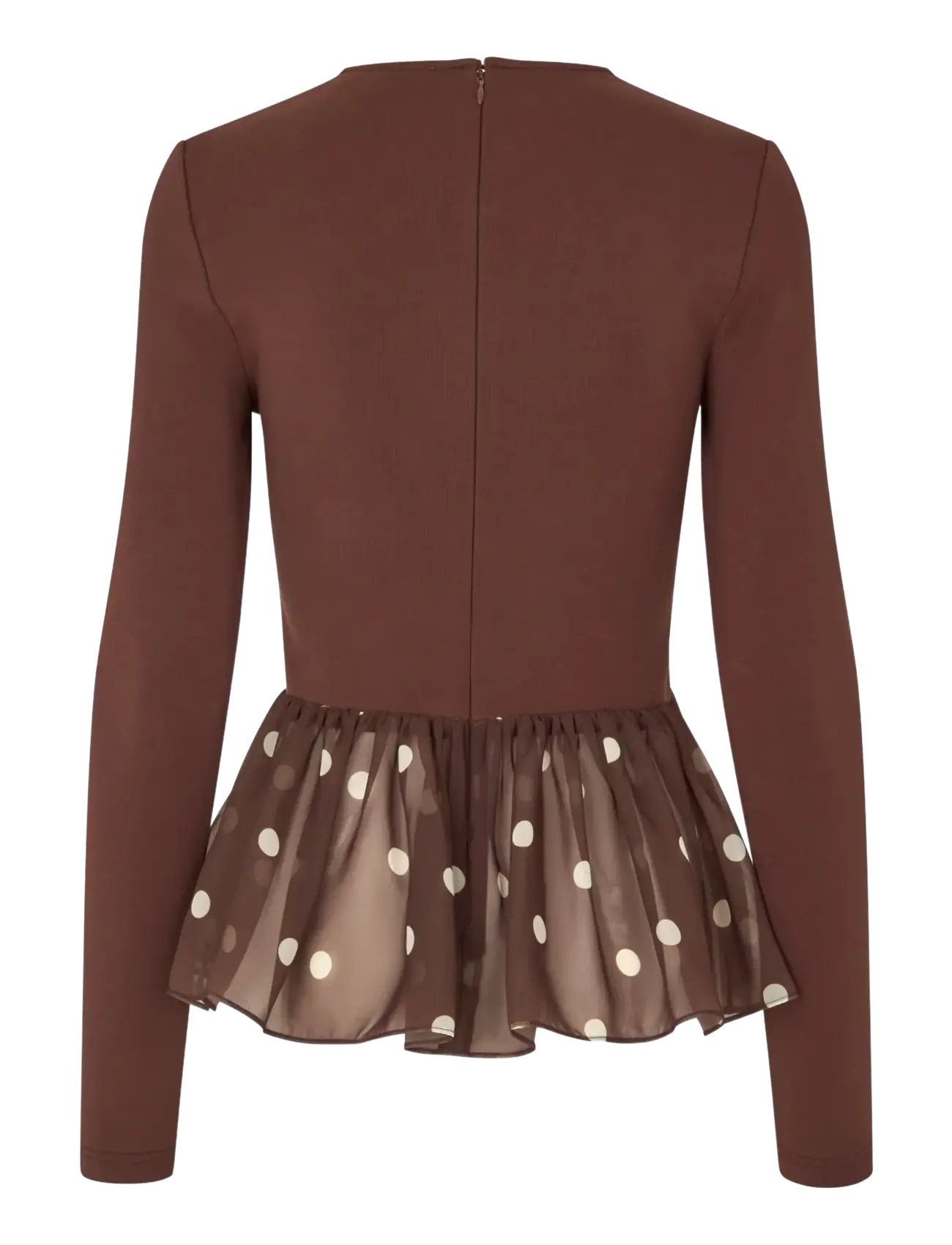 STINE GOYA - Jersey / Georgette Combo, Asymmetrical Draped Top - long-sleeved tops - artist blurry dots - 2