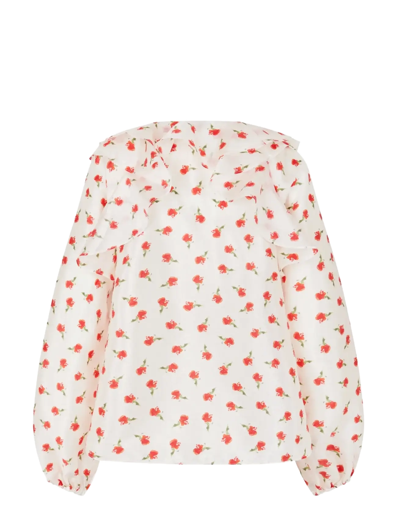 STINE GOYA - Flat Textured Poly, Multi Ruffle Raglan Top - långärmade skjortor - ditzy petunia - 2