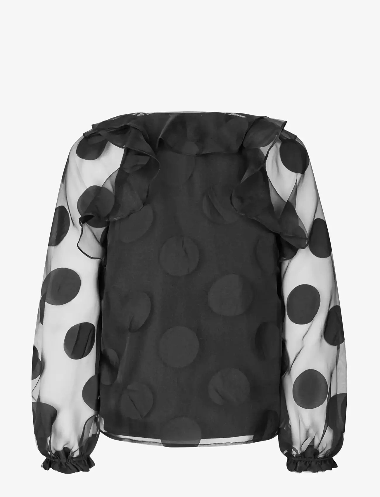 STINE GOYA - Dotted Organza, Multi Ruffle Raglan Top - långärmade blusar - dotted black - 2