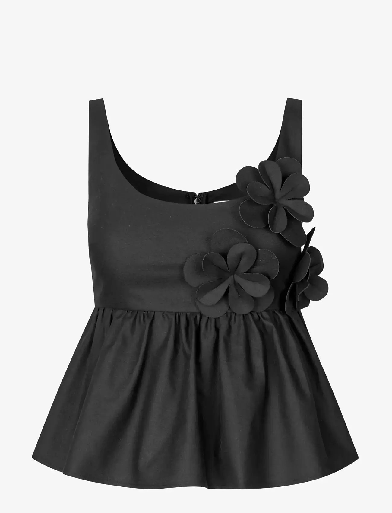 STINE GOYA - 2464 Floral Shirting, Floral Peplum - Ærmeløse toppe - jet black - 1