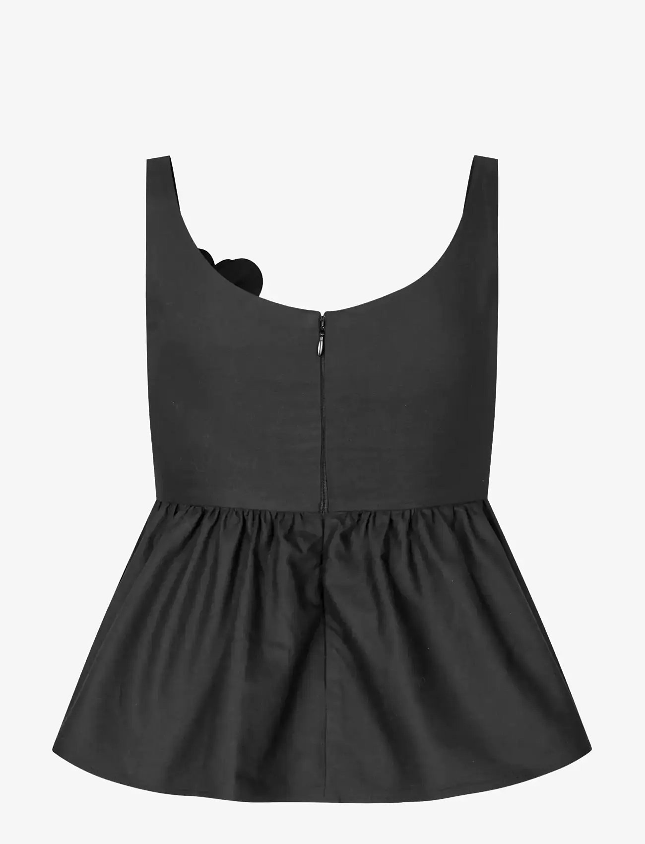 STINE GOYA - 2464 Floral Shirting, Floral Peplum - Ærmeløse toppe - jet black - 2