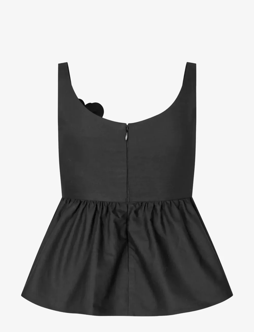 STINE GOYA - 2464 Floral Shirting, Floral Peplum - linnen - jet black - 2