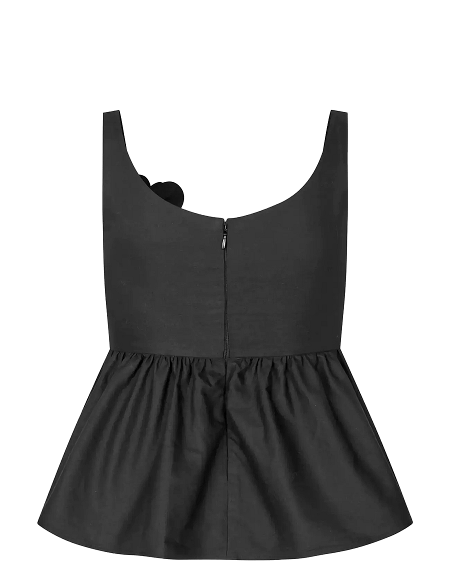 STINE GOYA - Floral Shirting, Floral Peplum Top - Ärmellose tops - jet black - 2