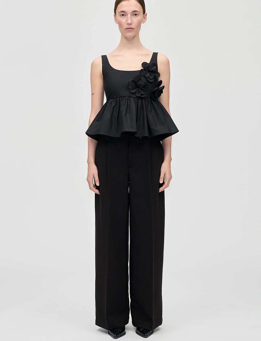 STINE GOYA - Floral Shirting, Floral Peplum Top - Ärmellose tops - jet black - 0