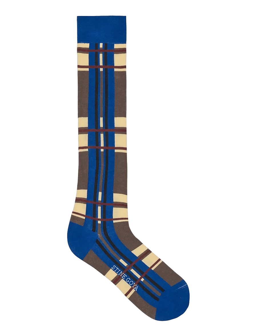 STINE GOYA - 2289 Socks, Long Socks - vanliga strumpor - crosschecks blue - 0