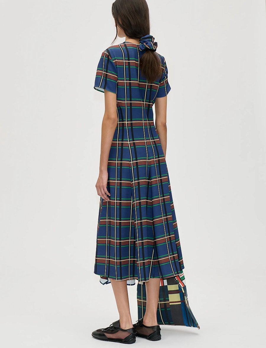 STINE GOYA - 2591 Twill Cady, Short Sleeve Gathe - midi dresses - crosschecks - 3