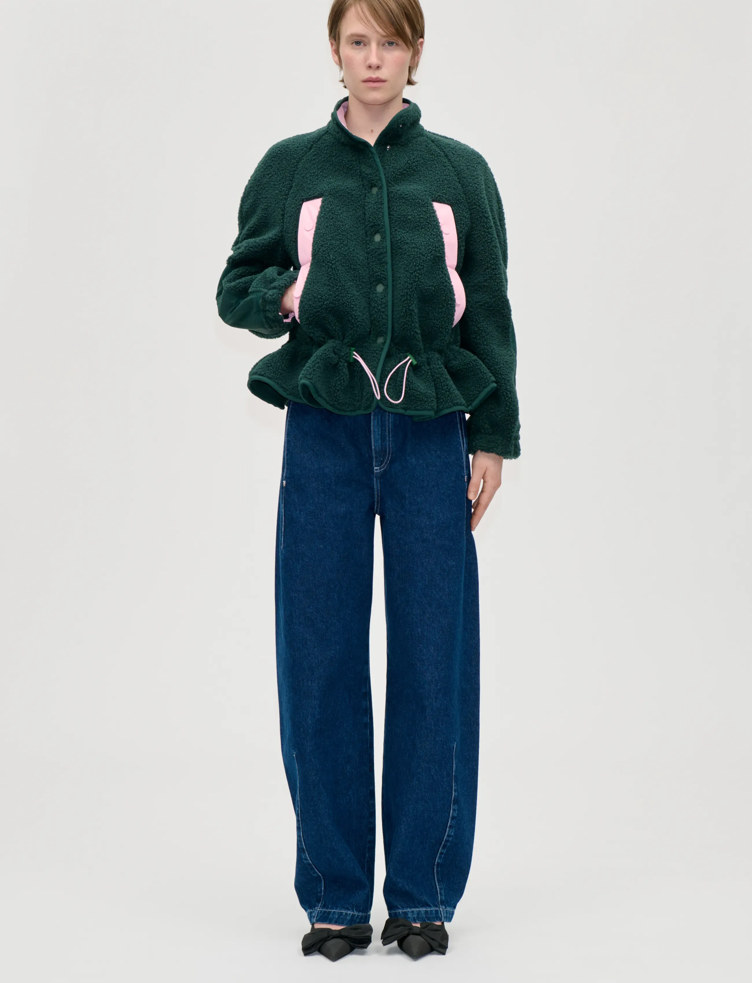 STINE GOYA - 2412 Fleece / Nylon, Dropped Should - fleeces & midlayers - pine green - 0