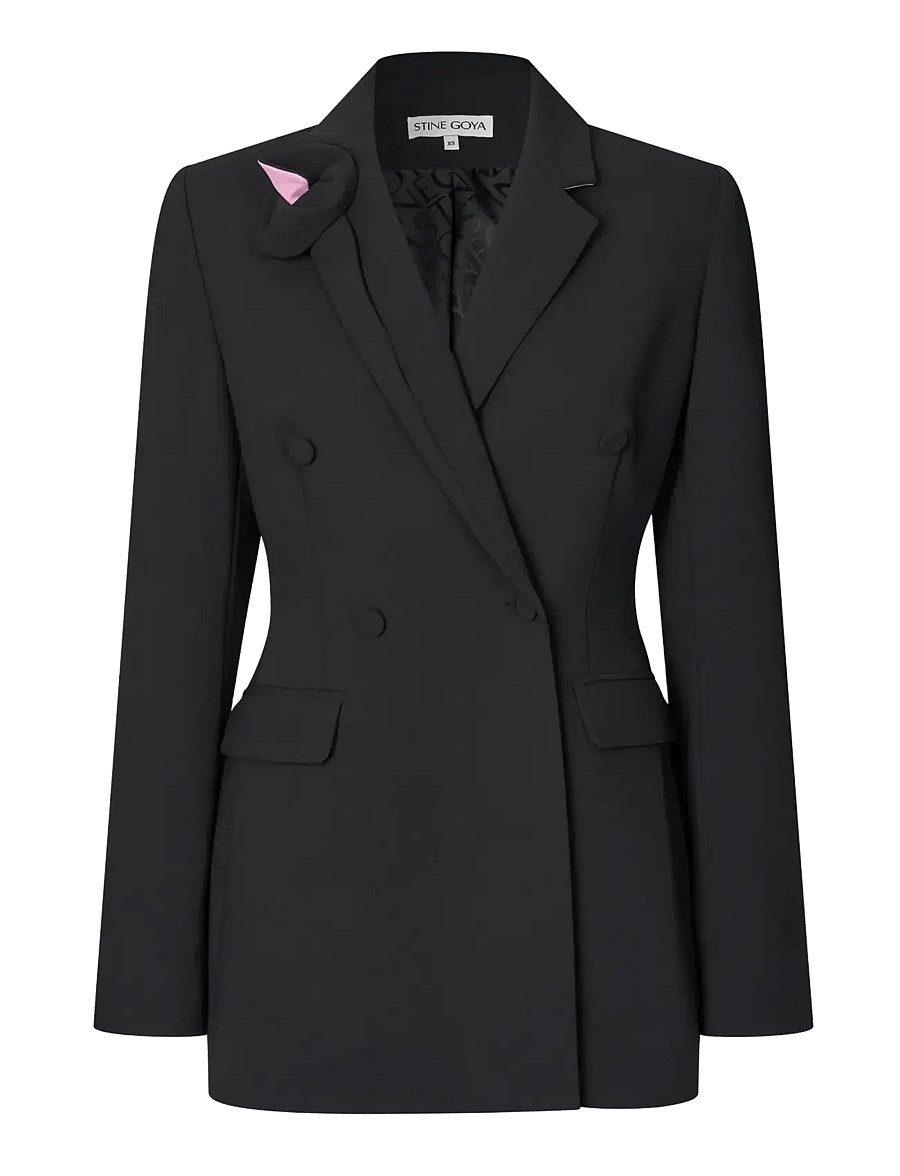 STINE GOYA - 2024 Crepe, Double Breasted Jacket - zweireihige blazer - black - 1